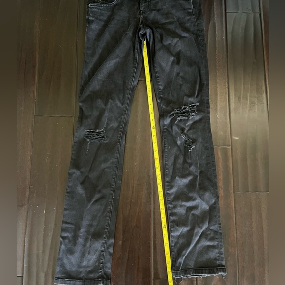 Level 99 Lily Style Black Wash Denim Distressed Skinny Straight jeans Size 25 - Picture 2 of 10
